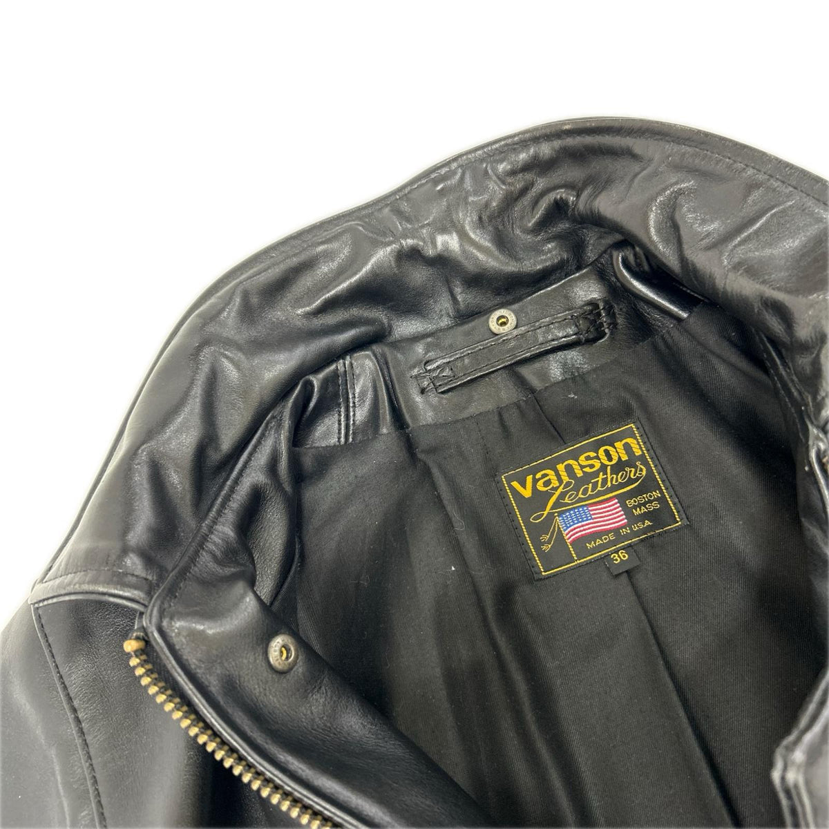 VANSON ENF Single Rider Leather Jacket Black Size 36