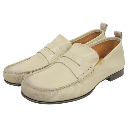 GUCCI Used-Effect Leather Penny Loafers Beige Size 5
