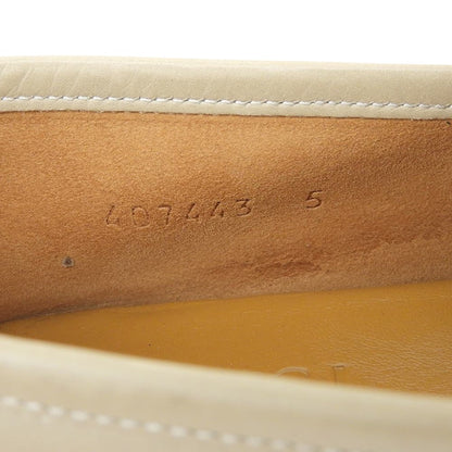 GUCCI Used-Effect Leather Penny Loafers Beige Size 5