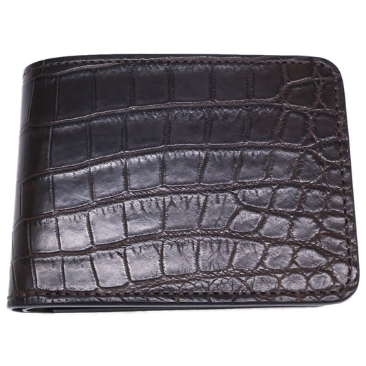 WILDSWANS Wings Crocodile Leather Bi-fold Wallet Chocolate