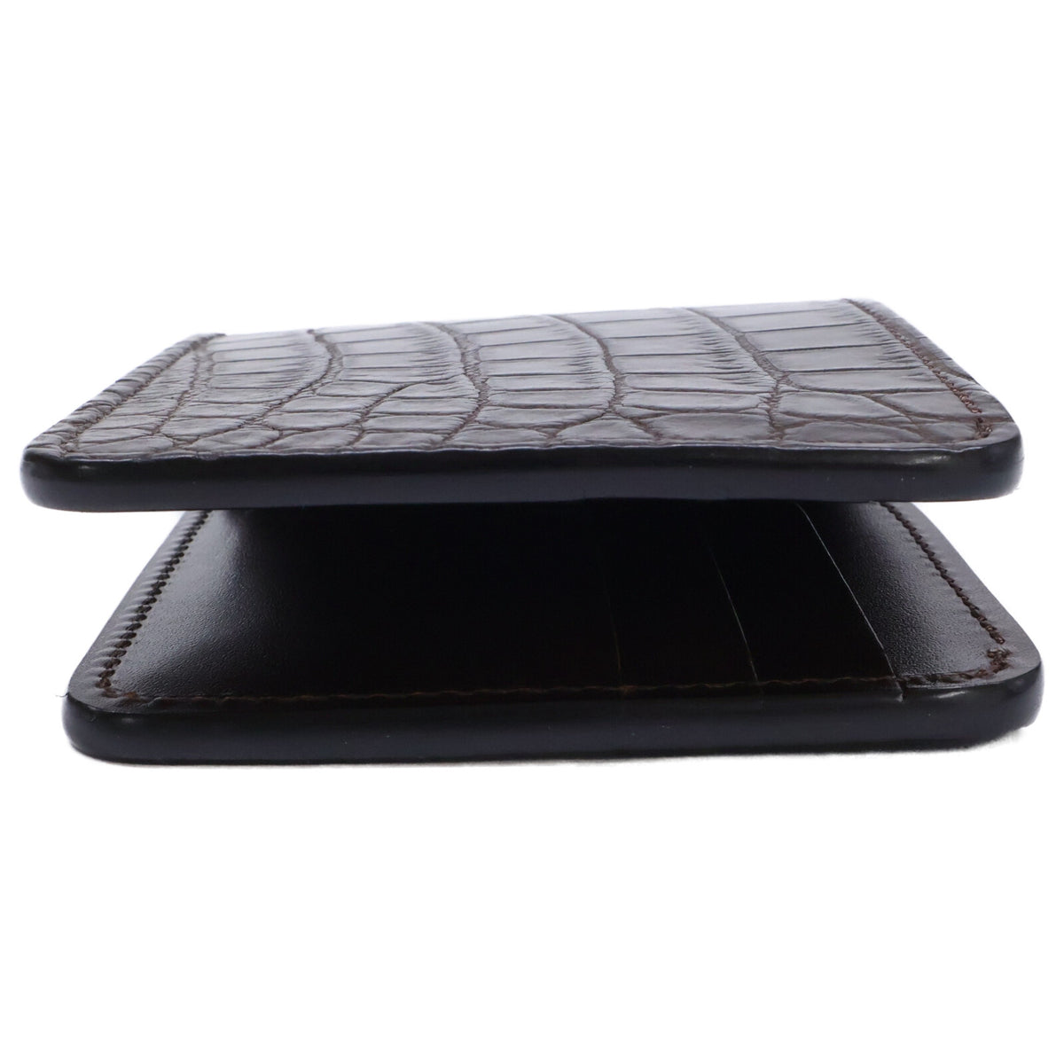 WILDSWANS Wings Crocodile Leather Bi-fold Wallet Chocolate