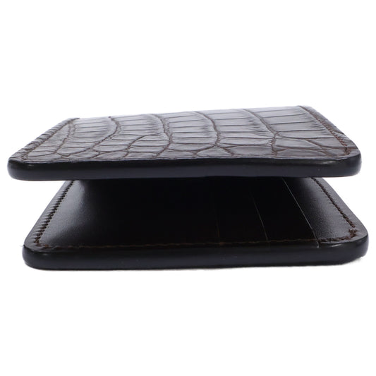 WILDSWANS Wings Crocodile Leather Bi-fold Wallet Chocolate