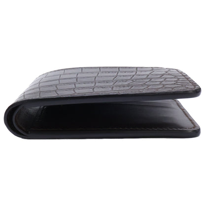 WILDSWANS Wings Crocodile Leather Bi-fold Wallet Chocolate