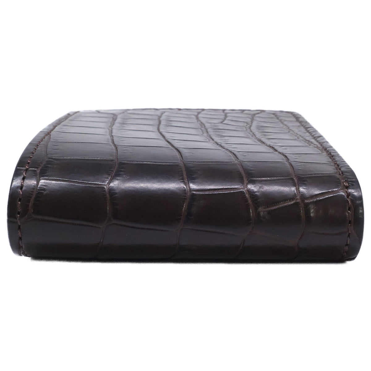 WILDSWANS Wings Crocodile Leather Bi-fold Wallet Chocolate