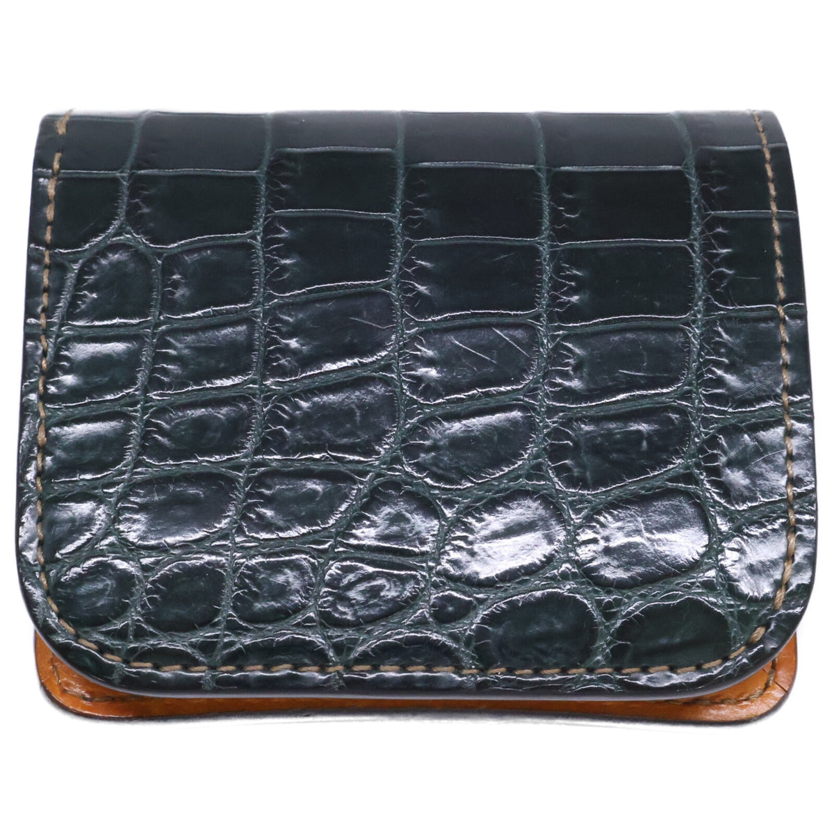 WILDSWANS SP-CASA Crocodile Leather Mini Wallet Green/Yellow