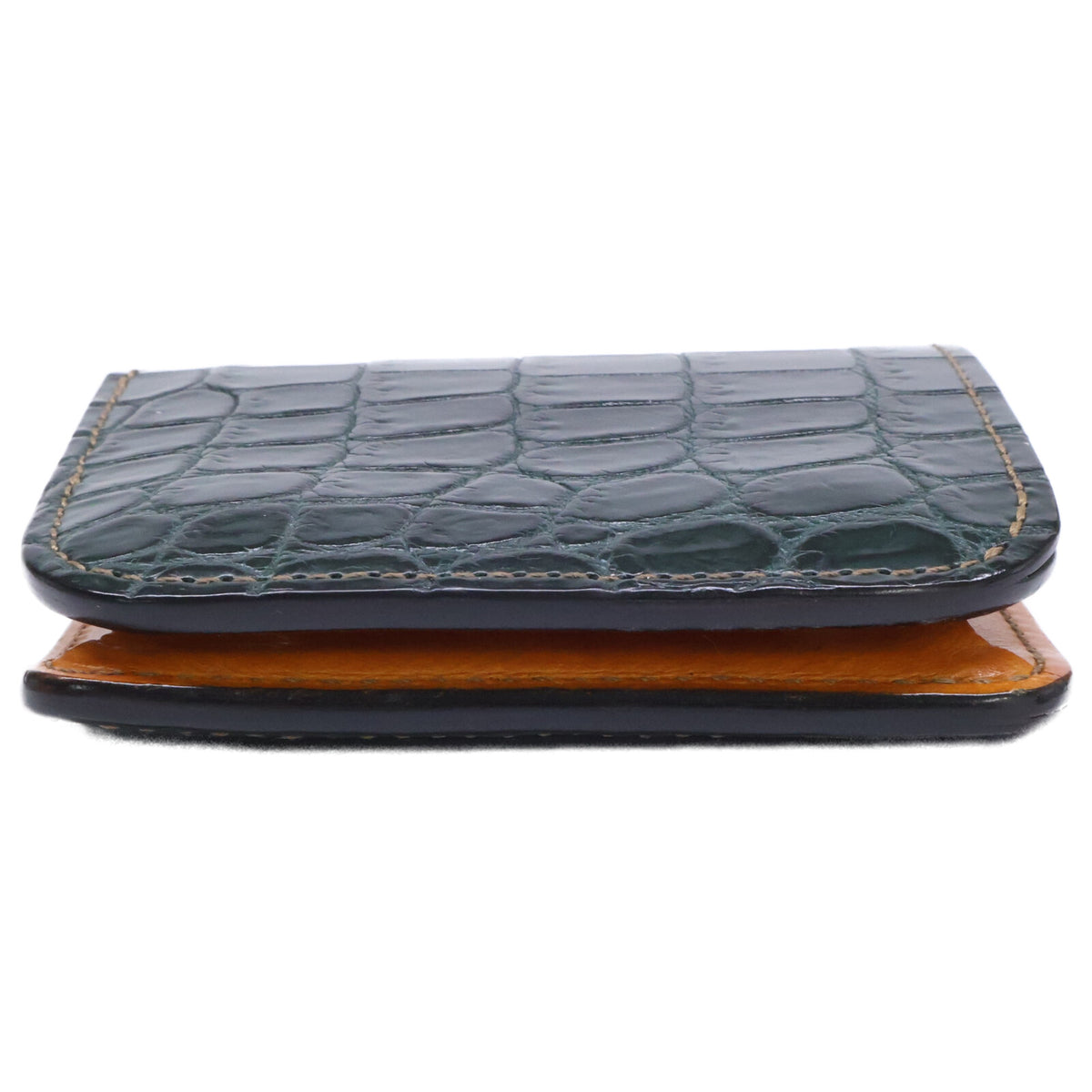 WILDSWANS SP-CASA Crocodile Leather Mini Wallet Green/Yellow