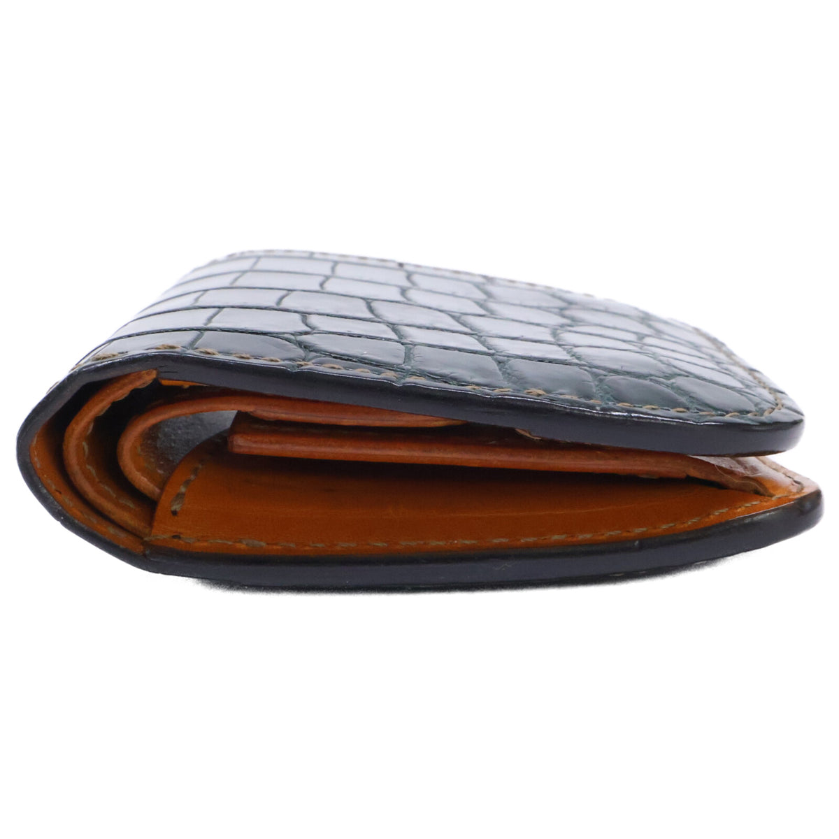 WILDSWANS SP-CASA Crocodile Leather Mini Wallet Green/Yellow