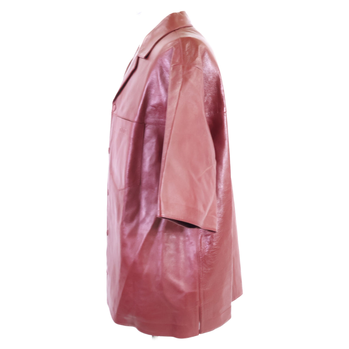 Gucci Embossed Logo Leather Short Shirt Bordeaux Size 52