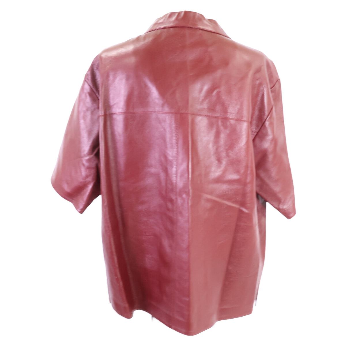 Gucci Embossed Logo Leather Short Shirt Bordeaux Size 52