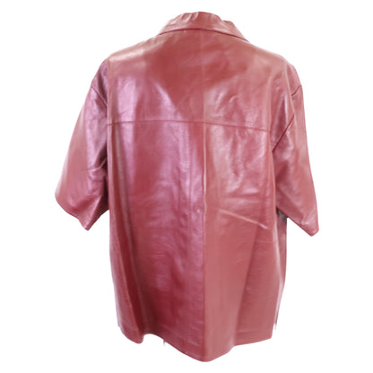 Gucci Embossed Logo Leather Short Shirt Bordeaux Size 52