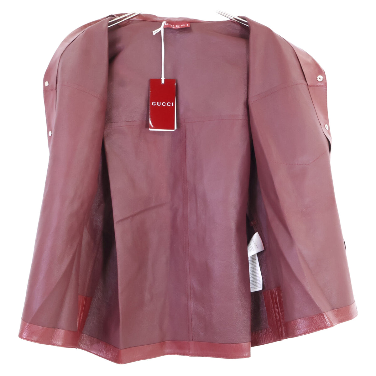Gucci Embossed Logo Leather Short Shirt Bordeaux Size 52