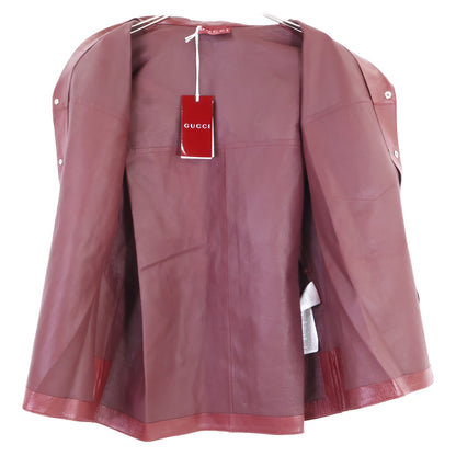 Gucci Embossed Logo Leather Short Shirt Bordeaux Size 52