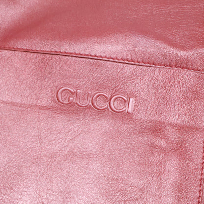 Gucci Embossed Logo Leather Short Shirt Bordeaux Size 52