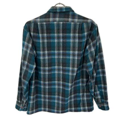 PENDLETON 70s USA Wool Ombre Check Shirt Green Size S
