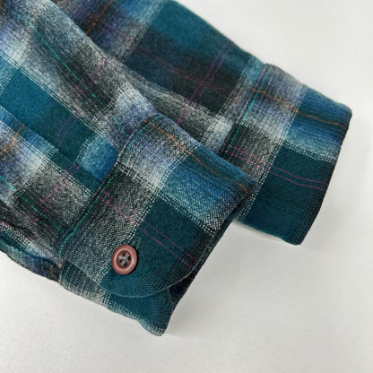 PENDLETON 70s USA Wool Ombre Check Shirt Green Size S