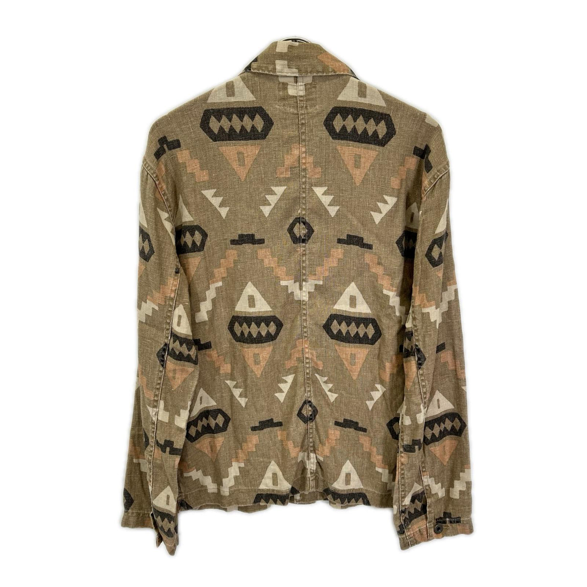 RRL Native Print Oakham Linen Shirt Beige Size S