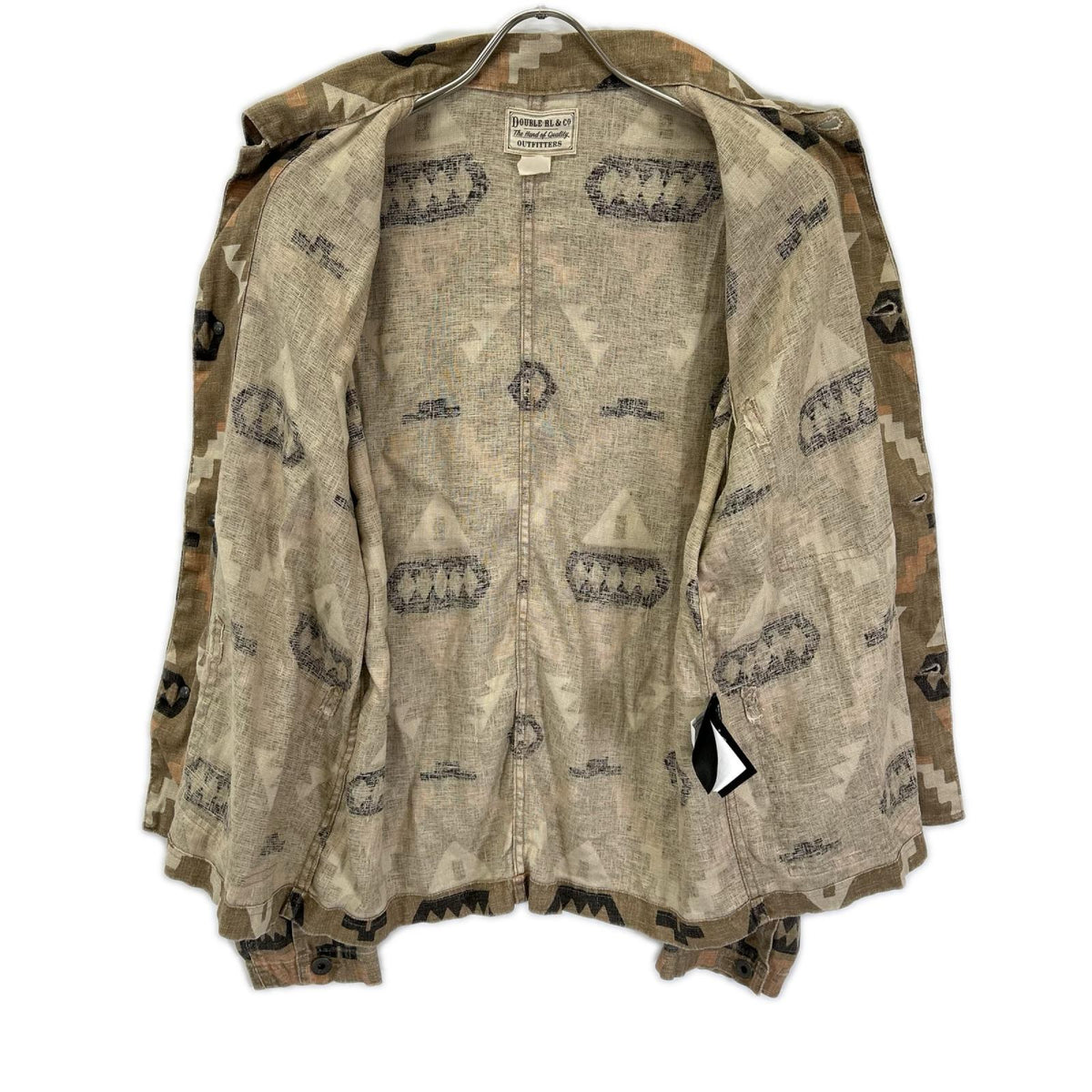 RRL Native Print Oakham Linen Shirt Beige Size S