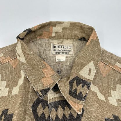 RRL Native Print Oakham Linen Shirt Beige Size S