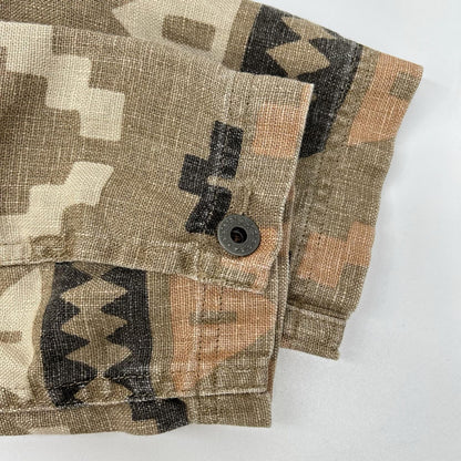 RRL Native Print Oakham Linen Shirt Beige Size S