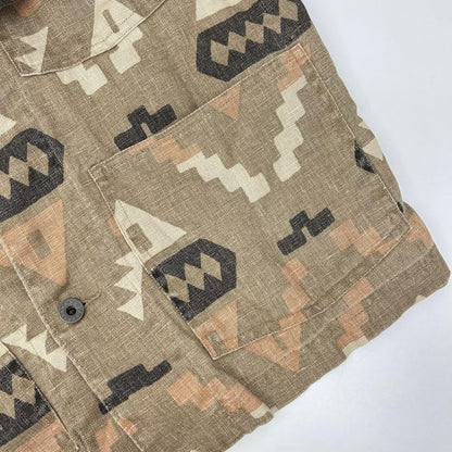 RRL Native Print Oakham Linen Shirt Beige Size S