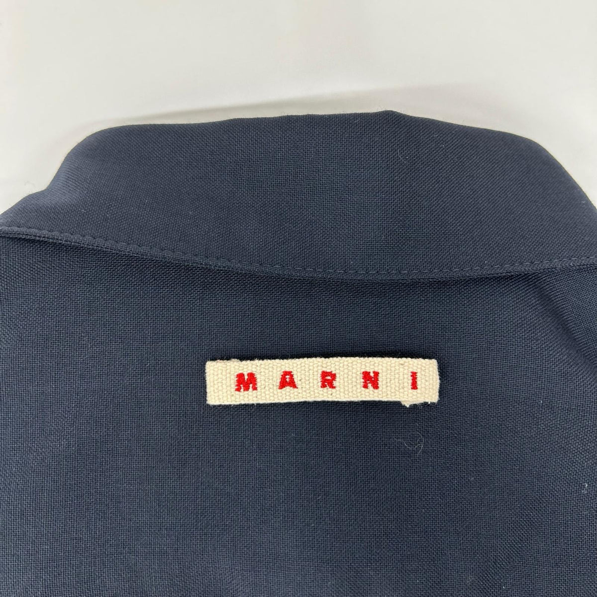 MARNI 2024 Wool Tropical Shirt Navy Size 46