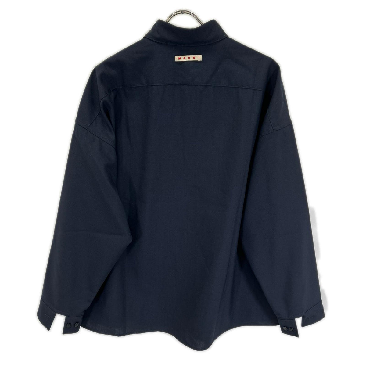 MARNI 2024 Wool Tropical Shirt Navy Size 46