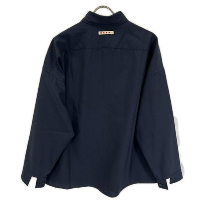 MARNI 2024 Wool Tropical Shirt Navy Size 46