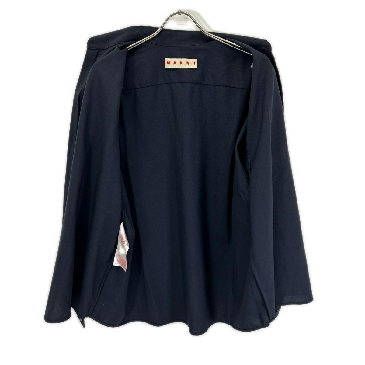 MARNI 2024 Wool Tropical Shirt Navy Size 46
