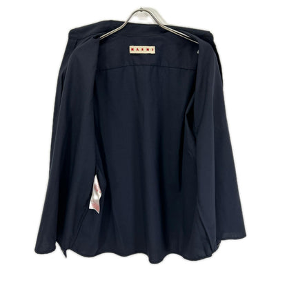 MARNI 2024 Wool Tropical Shirt Navy Size 46