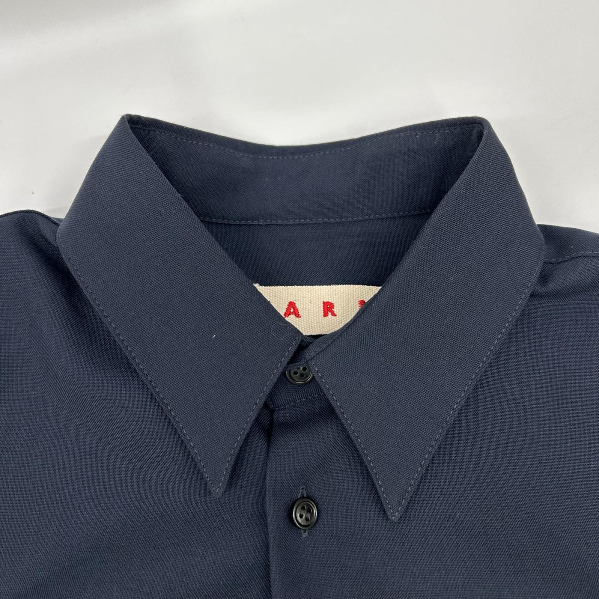 MARNI 2024 Wool Tropical Shirt Navy Size 46