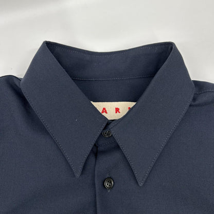 MARNI 2024 Wool Tropical Shirt Navy Size 46