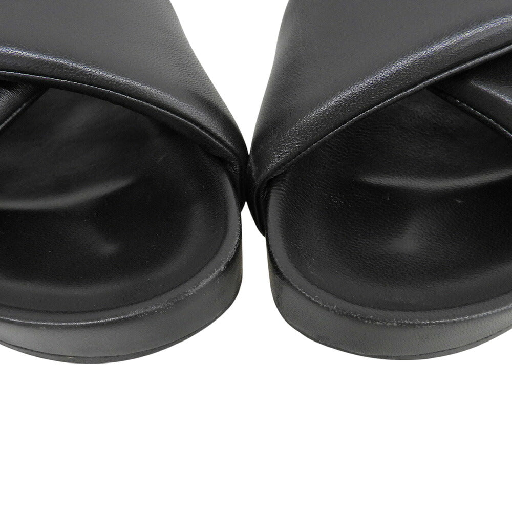 JILSANDER Black Leather Cross Strap Sandals Size EU 41