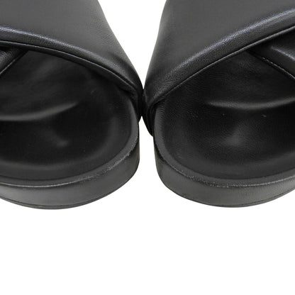 JILSANDER Black Leather Cross Strap Sandals Size EU 41