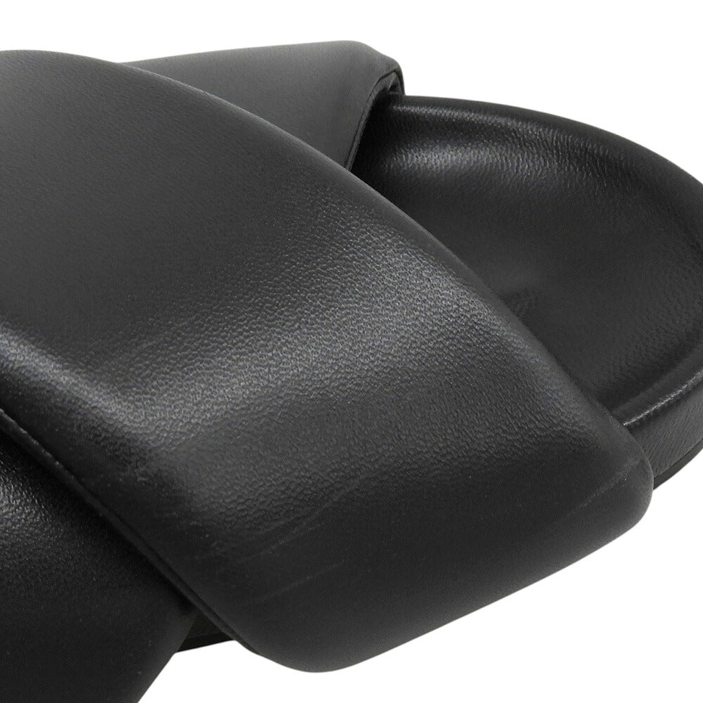 JILSANDER Black Leather Cross Strap Sandals Size EU 41
