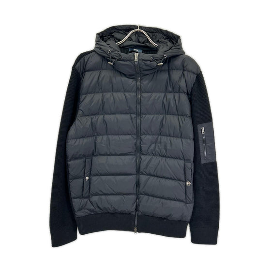 HERNO Hooded Hybrid Down Jacket Black Wool Size 50