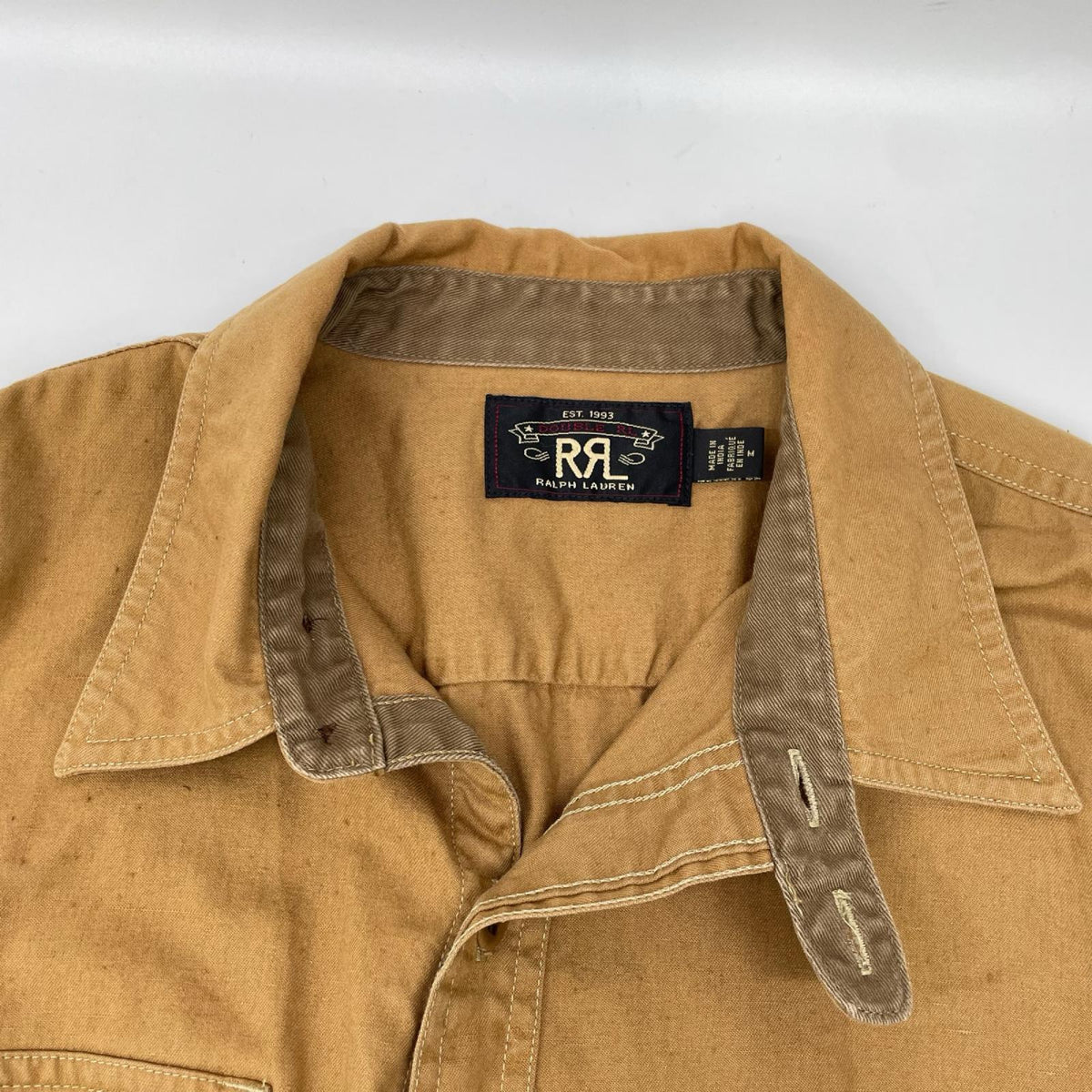 RRL Brown Cotton 2-Pocket Western Shirt Size M