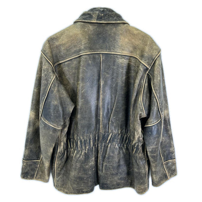 CHEVIGNON Leather WRD Single Riders Jacket Brown Size L