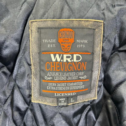 CHEVIGNON Leather WRD Single Riders Jacket Brown Size L