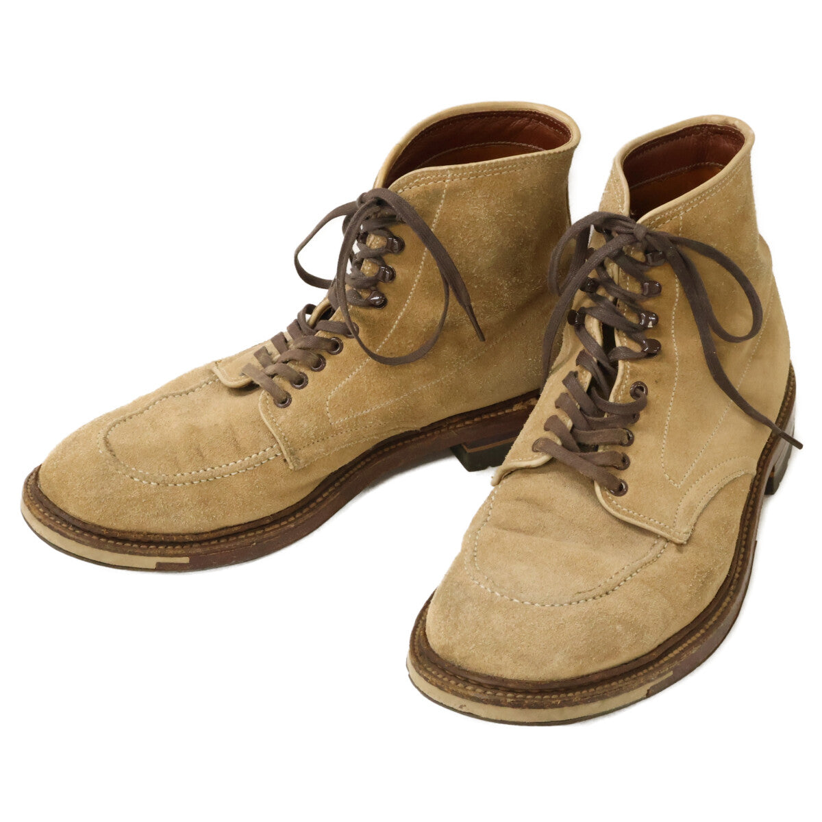 Alden 40503C Suede Lace-Up Indy Boots Beige Size 6 1/2D