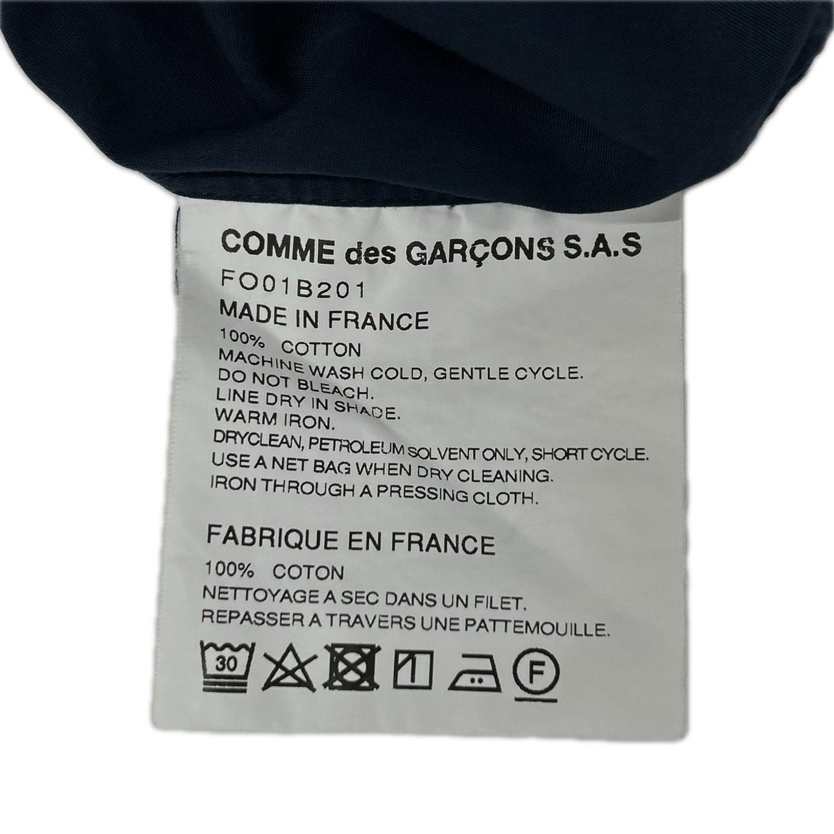 COMMEdesGARCONS SHIRT Navy FOREVER Long Sleeve Shirt Size XS