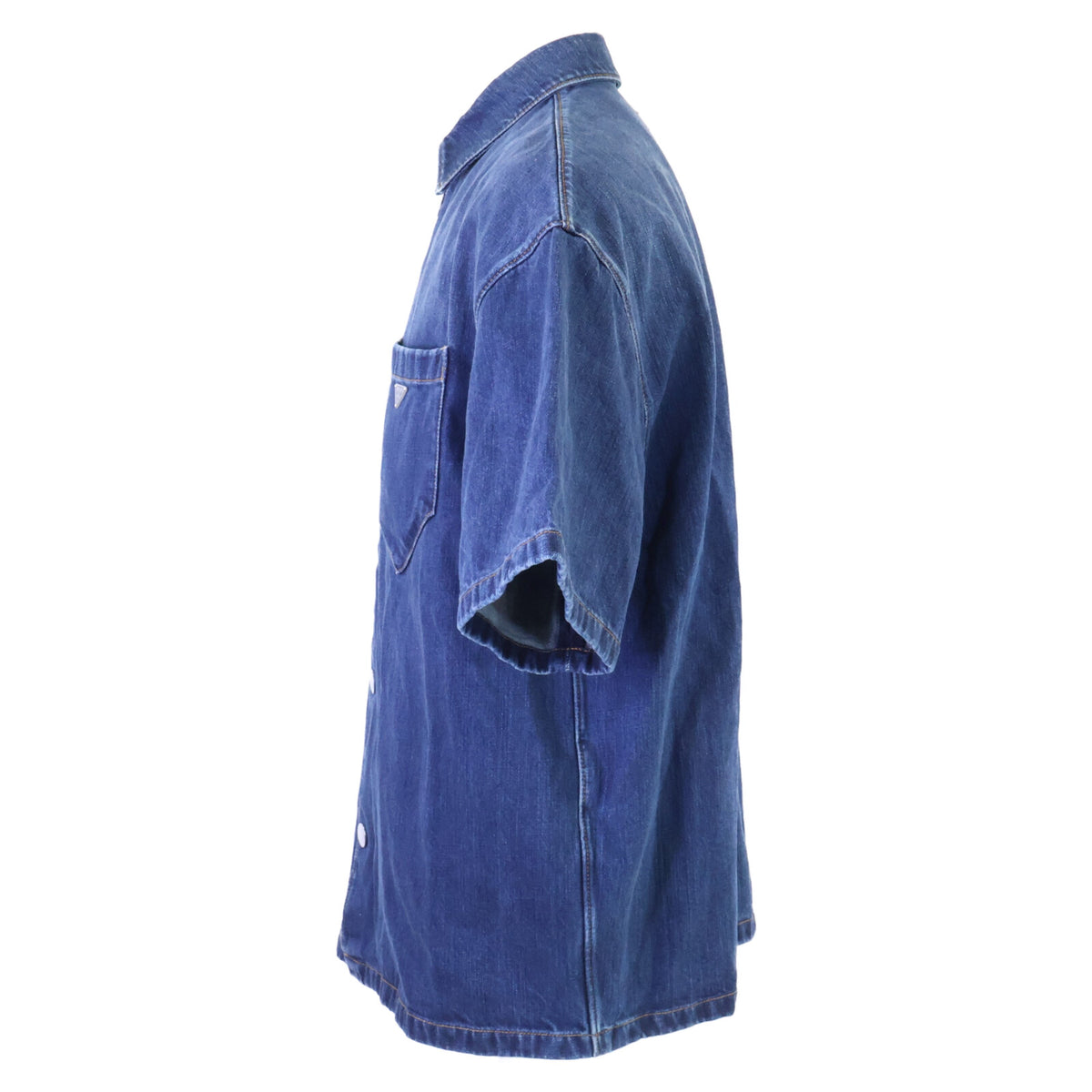 PRADA 2023 Triangle Logo Denim Shirt Jacket Indigo Size L