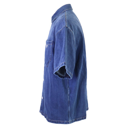 PRADA 2023 Triangle Logo Denim Shirt Jacket Indigo Size L