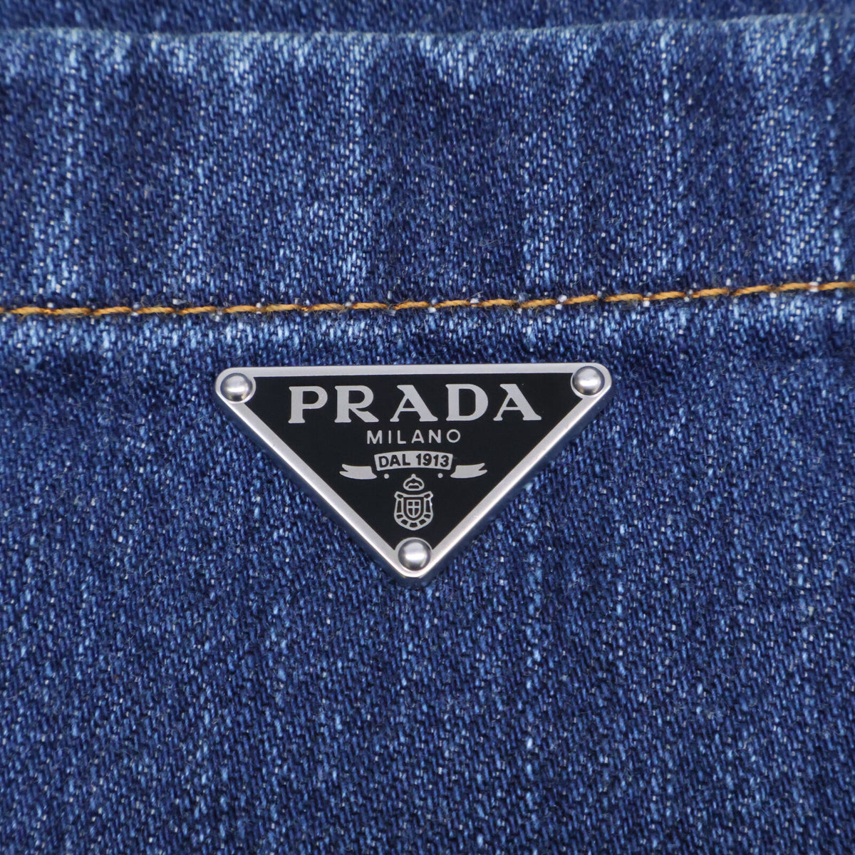 PRADA 2023 Triangle Logo Denim Shirt Jacket Indigo Size L