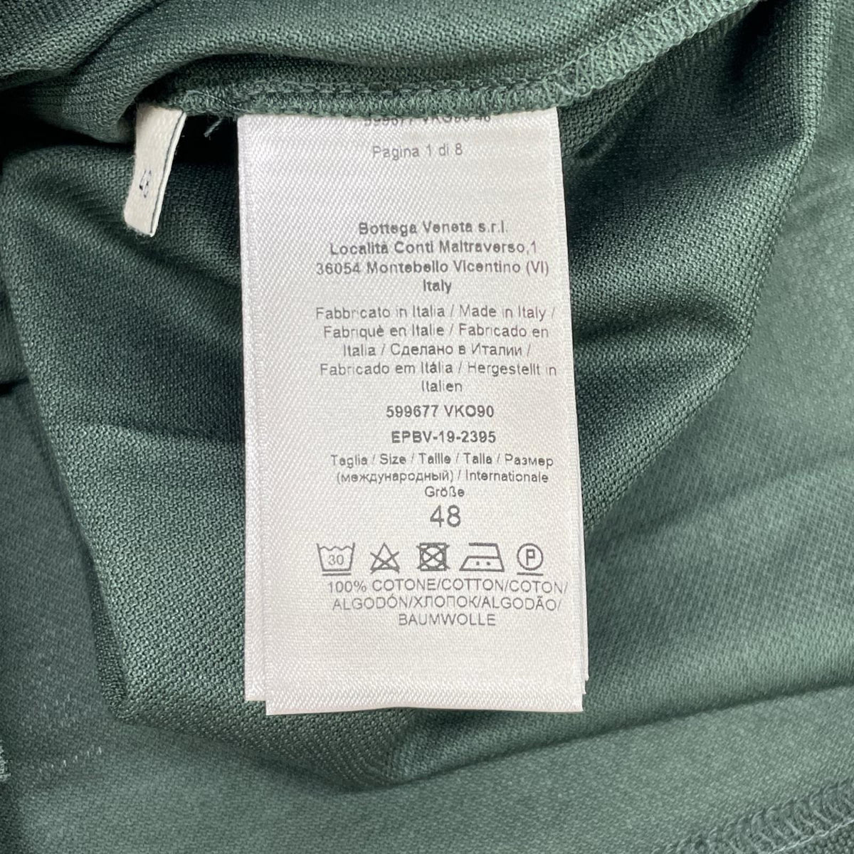 BOTTEGA VENETA 599677 Embroidered Polo Shirt Green Size 48