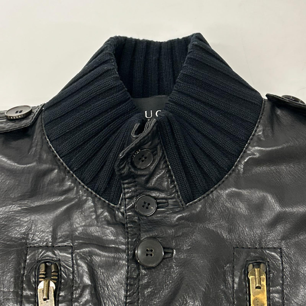 GUCCI Madonna Cow Leather Bomber Jacket Black Size 46