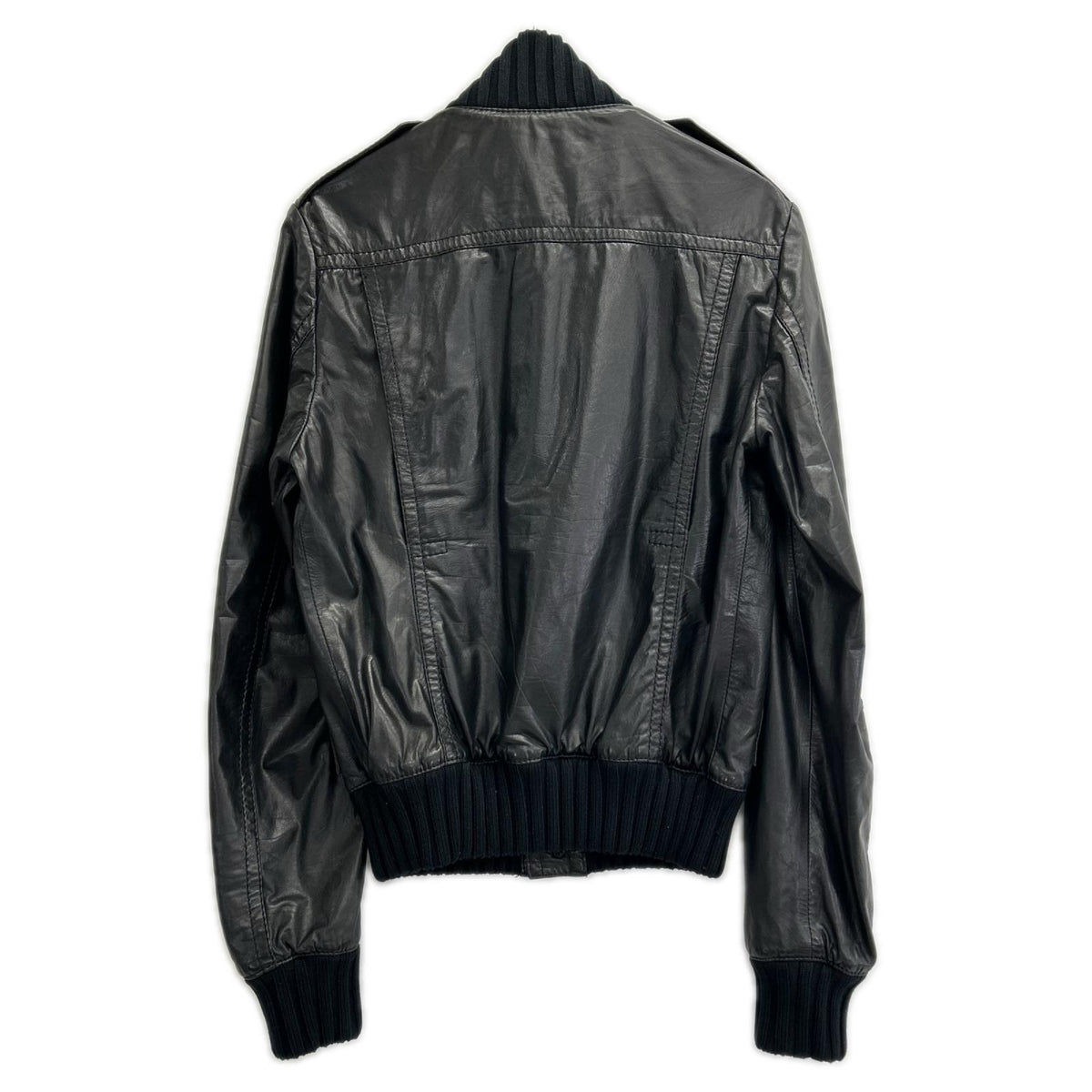 GUCCI Madonna Cow Leather Bomber Jacket Black Size 46