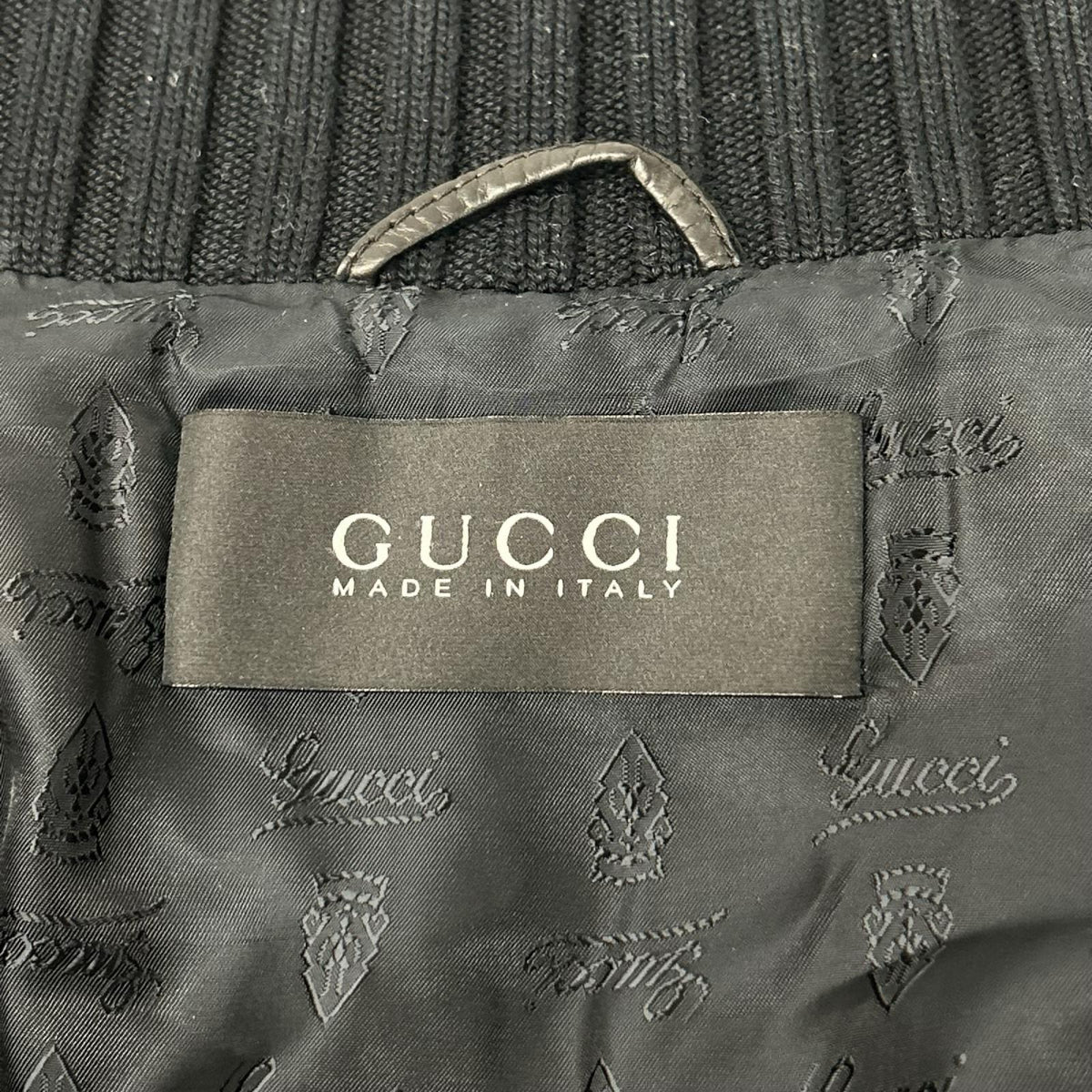GUCCI Madonna Cow Leather Bomber Jacket Black Size 46