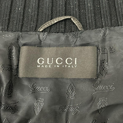 GUCCI Madonna Cow Leather Bomber Jacket Black Size 46