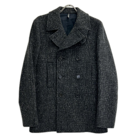 Dior HOMME Kris Van Assche Tweed DB Peacoat Gray Coat Size 46