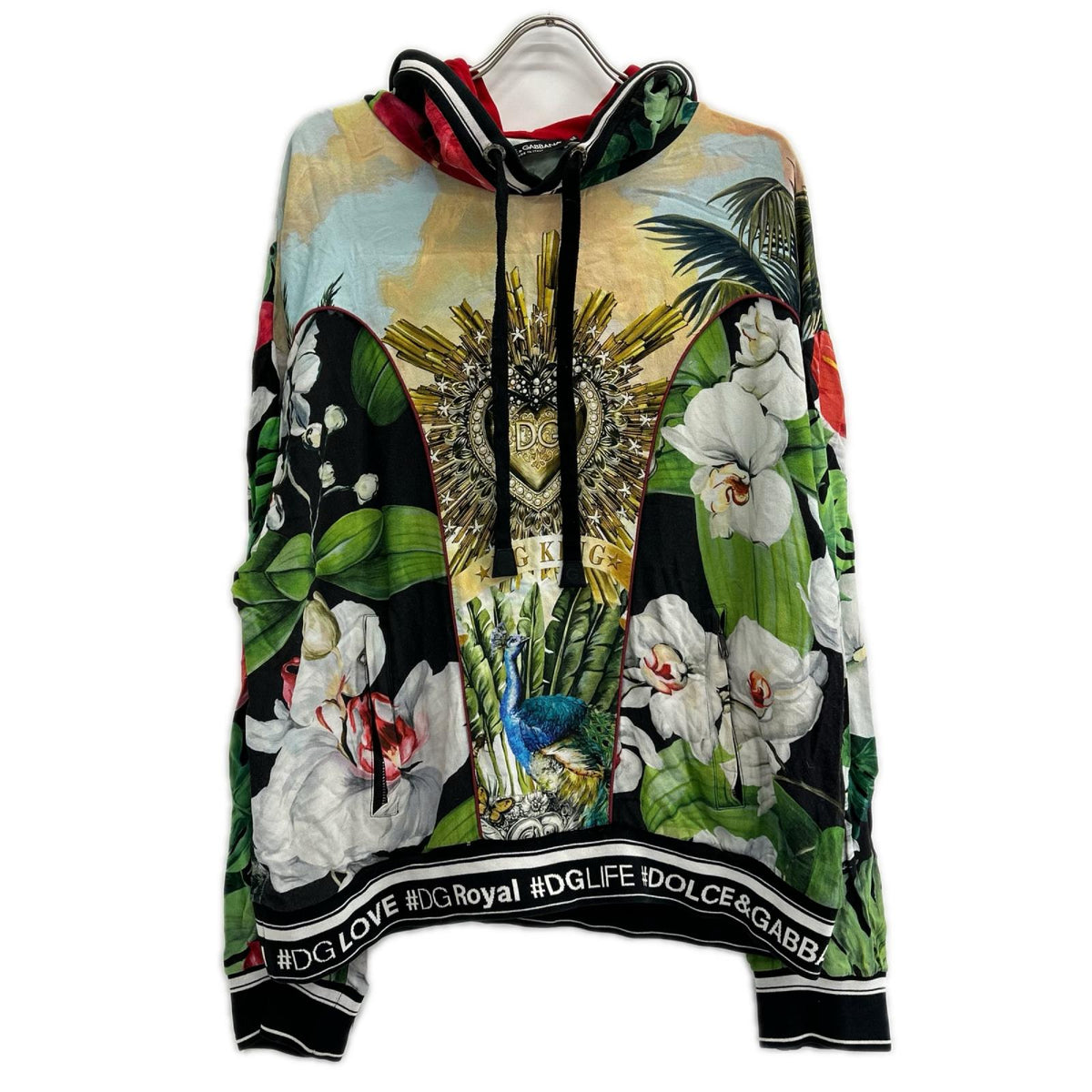 DOLCE&GABBANA Tropical King & Orchid Rayon Hoodie Size XL